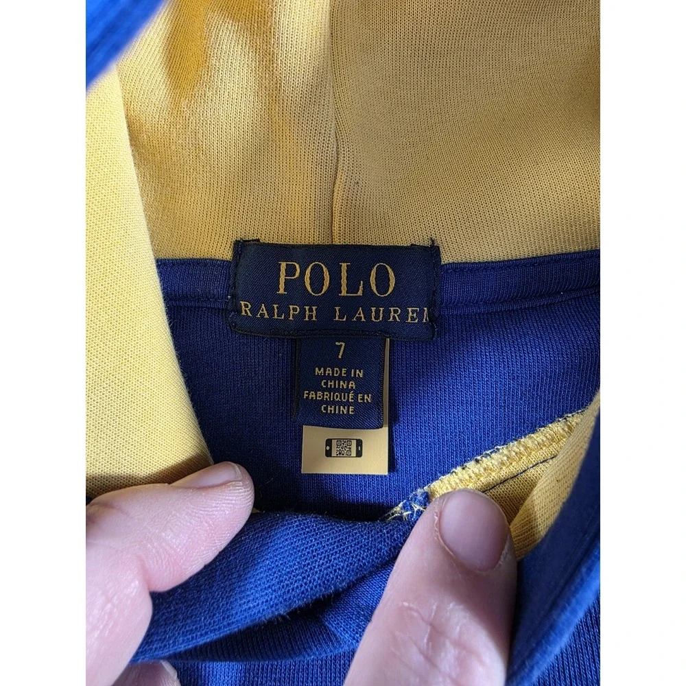 Polo Ralph Lauren Hooded Sweatshirt Youth Kids‎ 7 Pullover Racing Tech Fleece